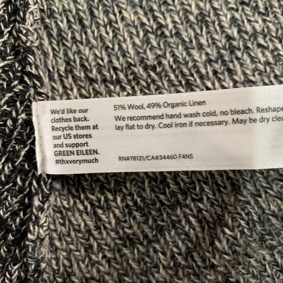 Eileen Fisher M Womens Open Cardigan Wool Linen Colorblock Gray - Picture 10 of 10